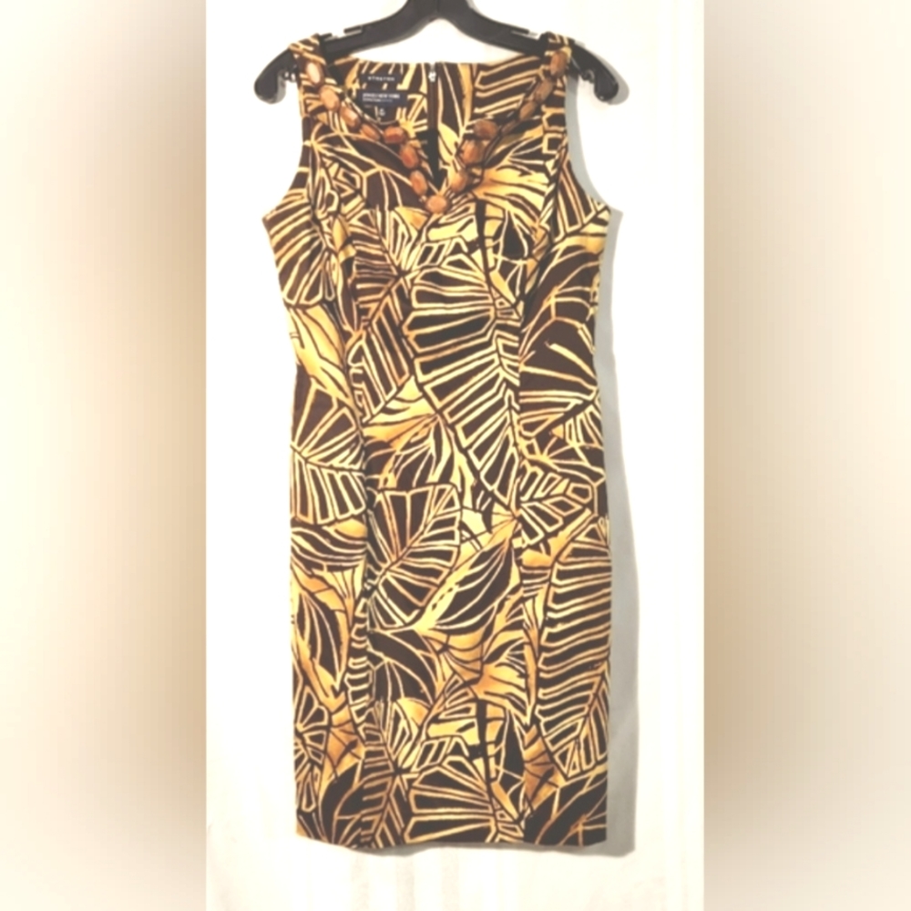 JONES NEW YORK | BROWN JUNGLE SHEATH DRESS SIZE 6P